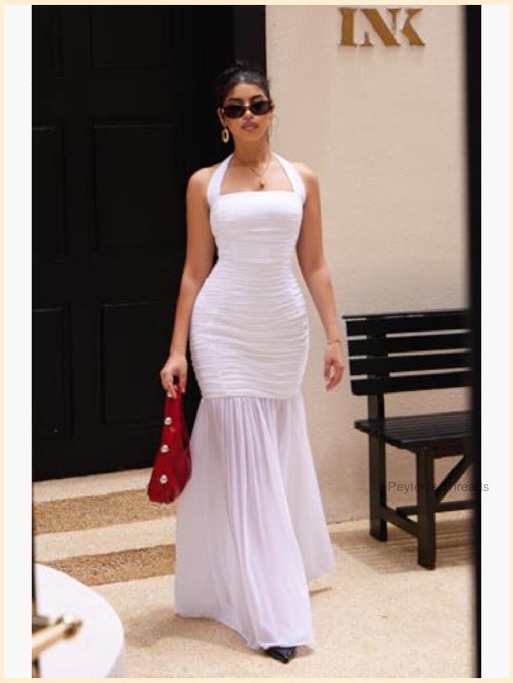 High Slit Halter Tie Ruched Mesh Maxi Dress Cocktail Wedding Guest - Picture 5 of 7